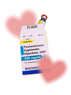 image of a box of testosterone cypionate with two pink hearts